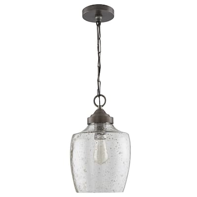 Transitional 1-light Pewter Glass Pendant