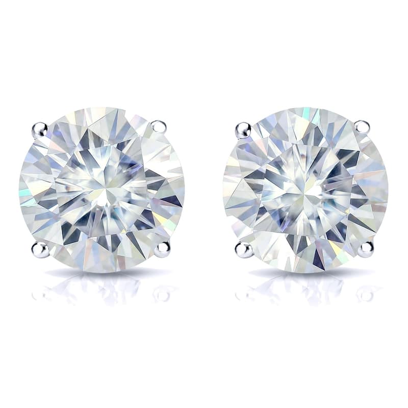 Auriya 4ctw Round Moissanite Stud Earrings Platinum 4-Prong Basket