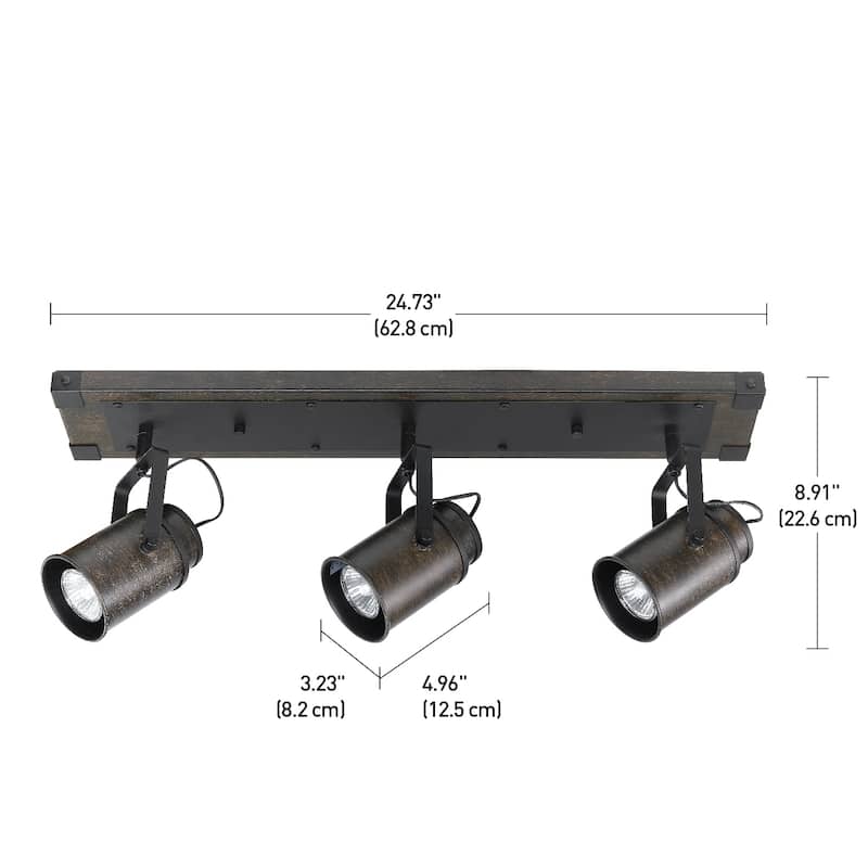 Carbon Loft Fallon 3-light Dark Wood Finish Track Lighting, Bulbs Included
