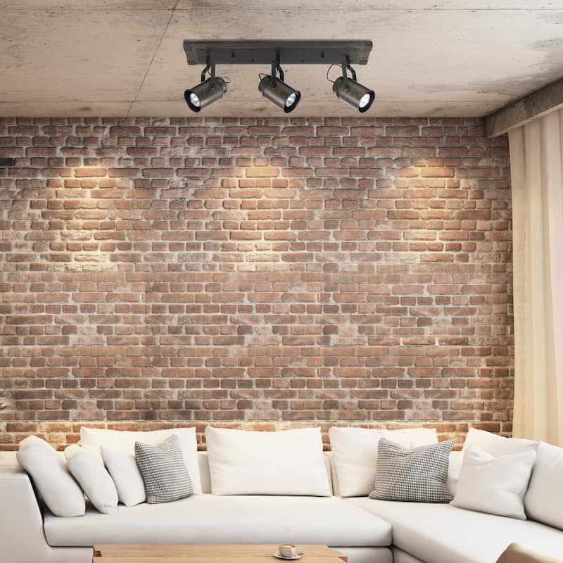 Carbon Loft Fallon 3-light Dark Wood Finish Track Lighting, Bulbs Included