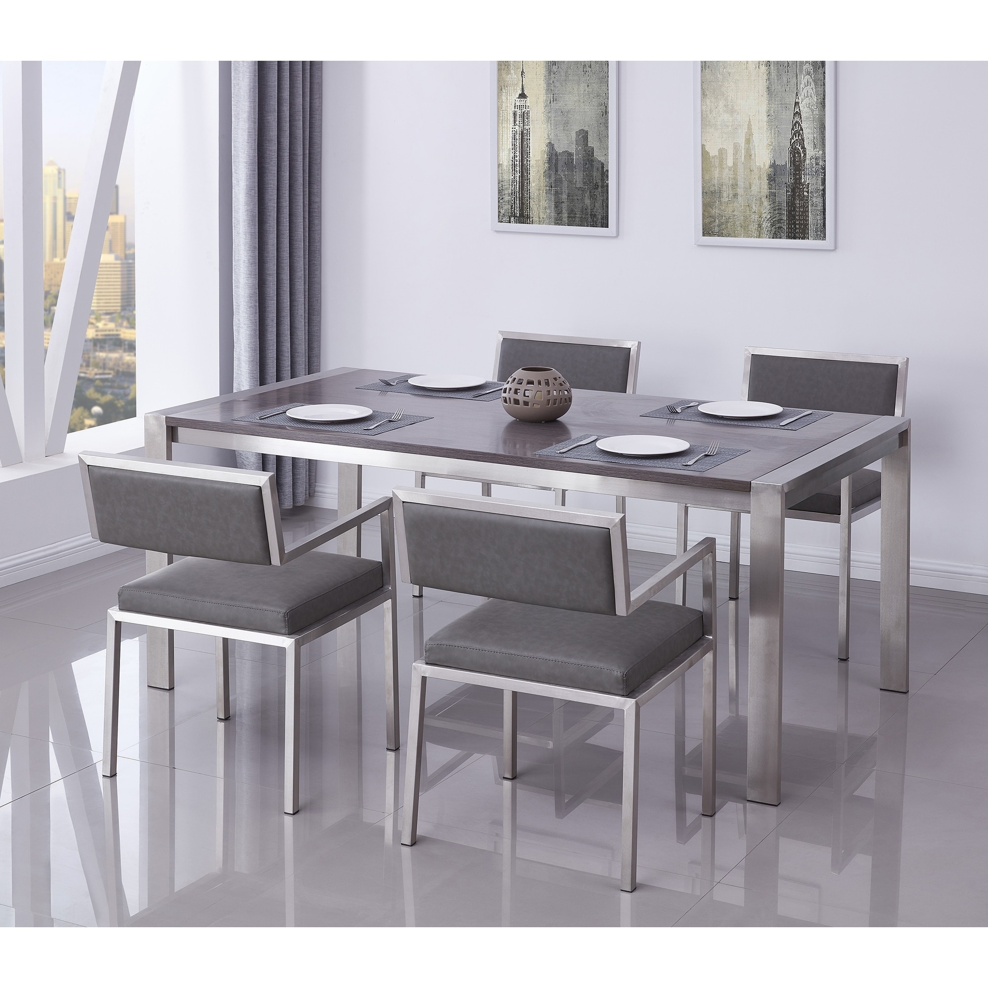 Shop Dylan Contemporary Dining Chair Brushed Stainless Steel And