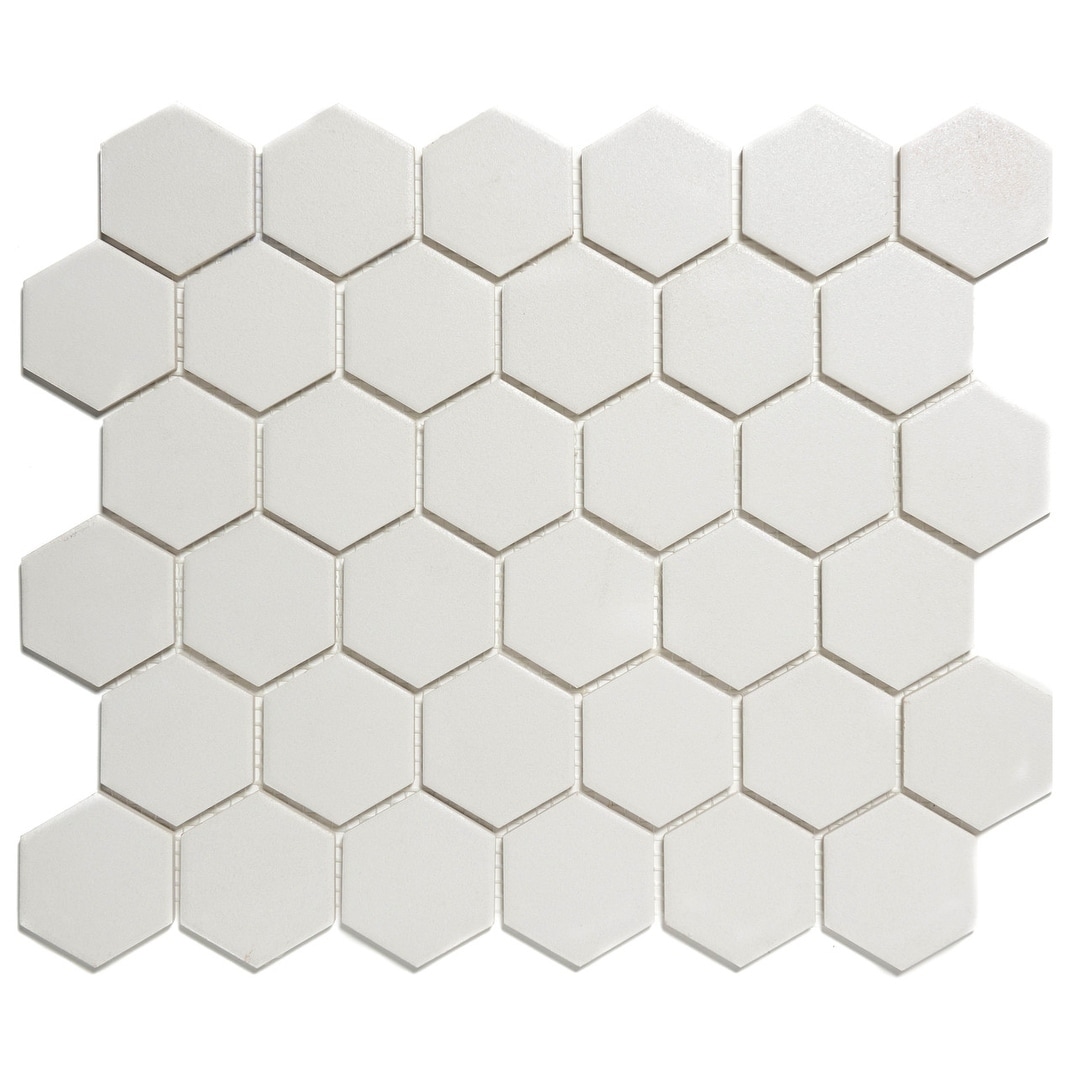London Hexagon Unglazed Porcelain Mosaic Tile White London Hexagon Unglazed Porcelain