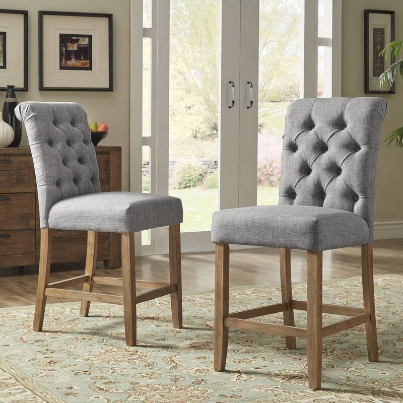 Benchwright Premium Tufted Rolled Back Counter/ Bar Height Stools (Set of 2) by iNSPIRE Q Artisan
