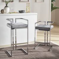 Silver Orchid Gordon Velvet Upholstered Chrome Finish Metal Barstools (Set of 2)