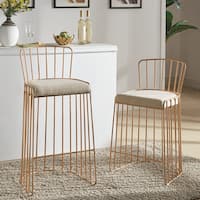 Silver Orchid Gordon Upholstered Gold Metal Barstool