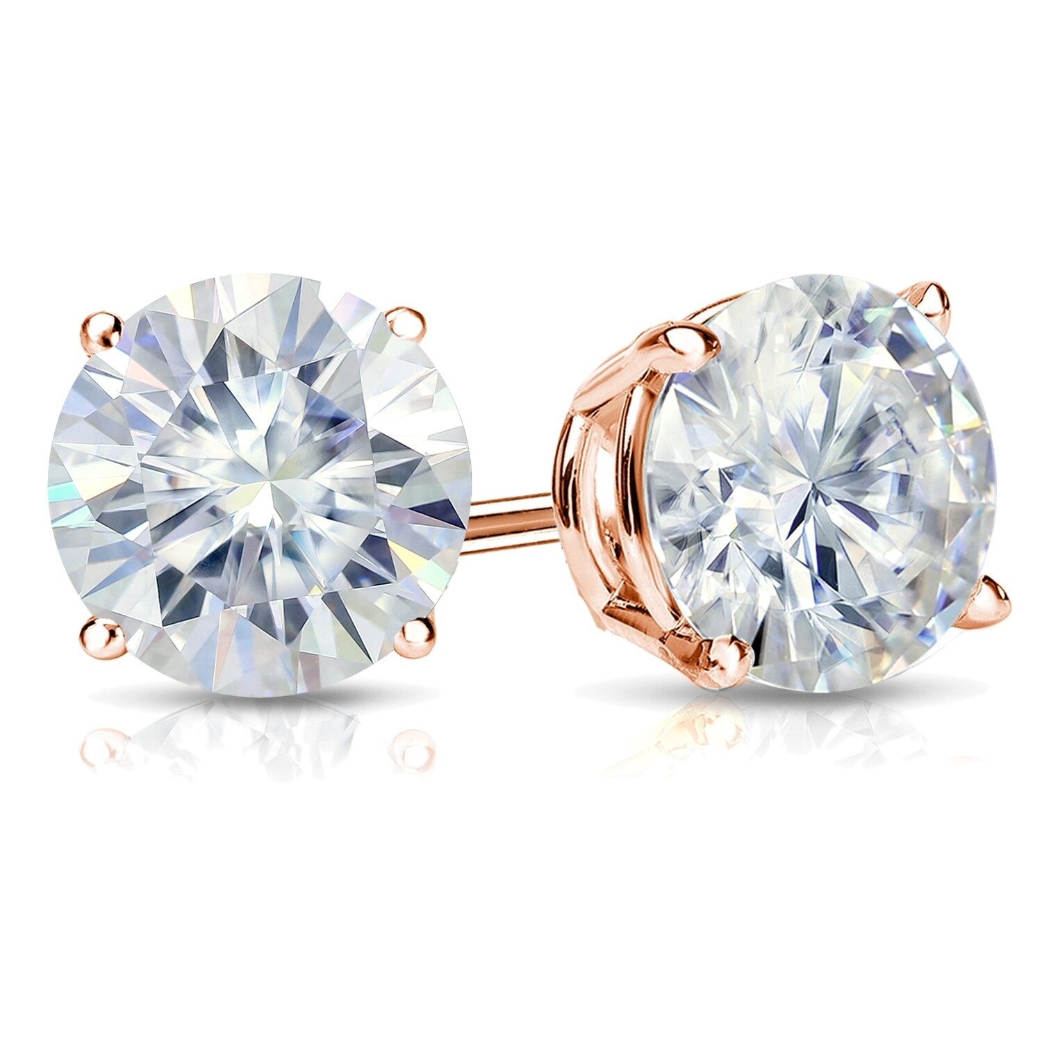 Shop Auriya 3 Carat Tw Round Cut Moissanite Stud Earrings 14k Gold