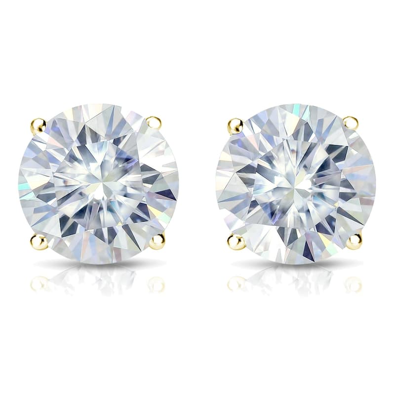 Auriya 5ctw Round Moissanite Stud Earrings 14k Gold 4-Prong Basket