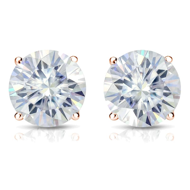 Auriya 5ctw Round Moissanite Stud Earrings 14k Gold 4-Prong Basket