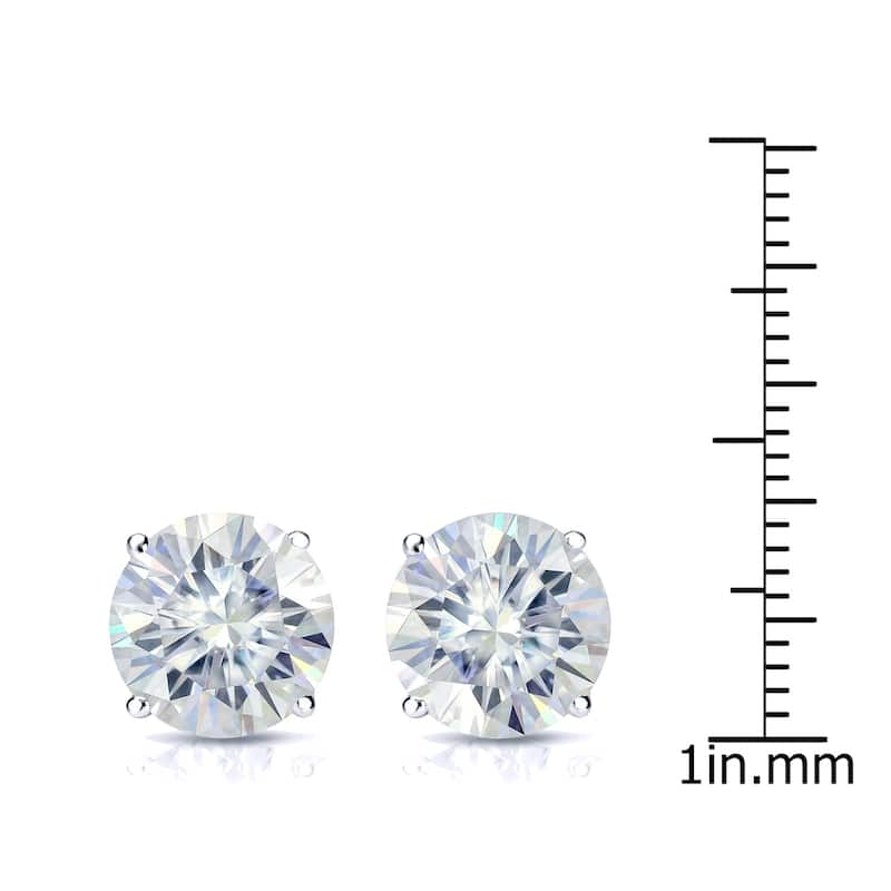 Auriya 6ctw Round Moissanite Stud Earrings 18k Gold 4-Prong Basket