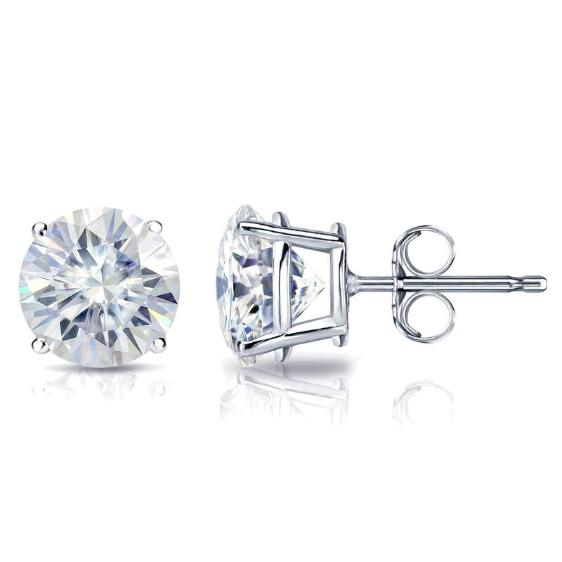 Auriya 7ctw Round Moissanite Stud Earrings 14k Gold 4-Prong Basket