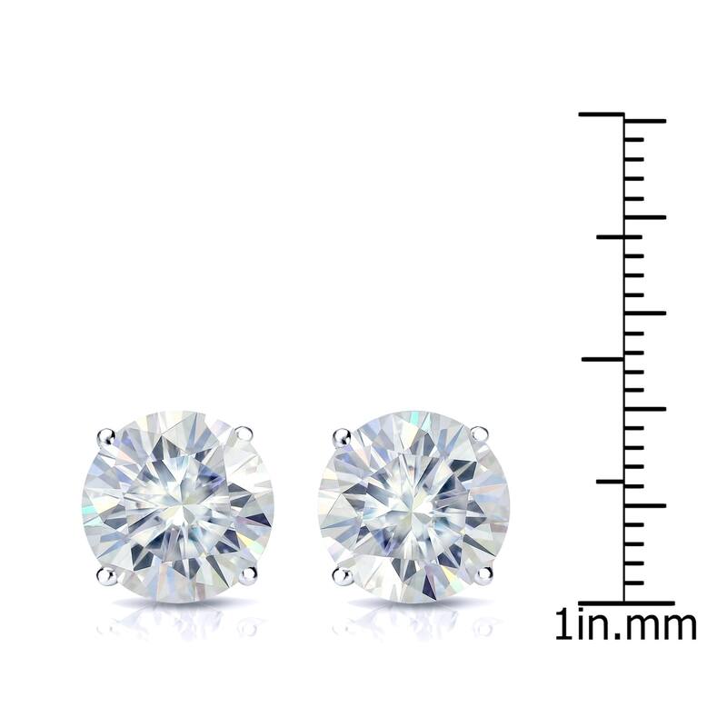 Auriya 7ctw Round Moissanite Stud Earrings 14k Gold 4-Prong Basket
