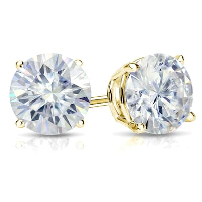Auriya 6ctw Round Moissanite Stud Earrings 18k Gold 4-Prong Basket