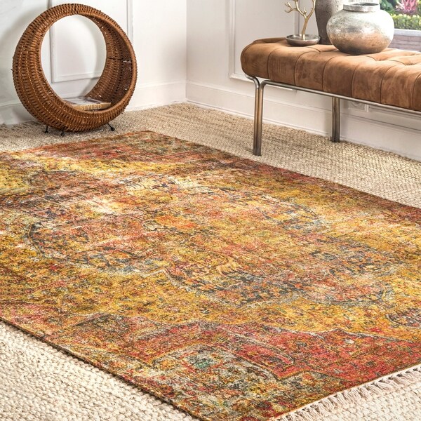 Nuloom Gold Vintage Ombre Shina Medallion Fringe Area Rug 7 Nuloom Gold Vintage Ombre Shina Medallion Fringe Area Rug 7 X27 6
