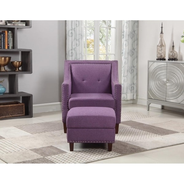 Shop Accent Chair with Storage Ottoman, Purple - On Sale - Free