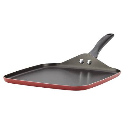 Farberware Dishwasher Safe 11-Inch Nonstick Square Griddle, Red
