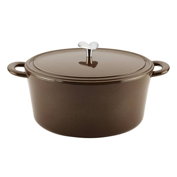 Home Collection 6 qt. Oval Cast Iron Dutch Oven in Brown Sugar with Lid Home Collection 6 qt. Oval Cast Iron Dutch Oven in Brown Sugar with Lid