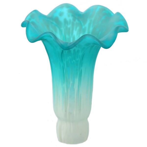 Allen Teal and White Glass Lily Replacement Shade 6"H x 4.625" W with 1.5" fitting Bed Bath