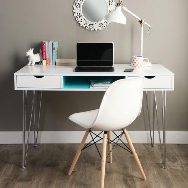 Taylor & Olive Hanover 48-inch Color Accent Writing Desk - Aqua Blue