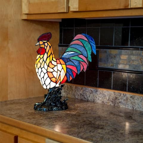 The Gray Barn Tara Multicolor Resin 15.5-inch Rooster Stained Glass Accent Lamp - 12.5"L x 7.0"W x 15"H
