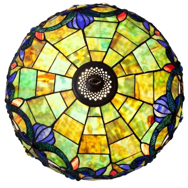 Copper Grove Glenbow 26-inch Tiffany-style Stained Glass Victorian Double-lit Table Lamp