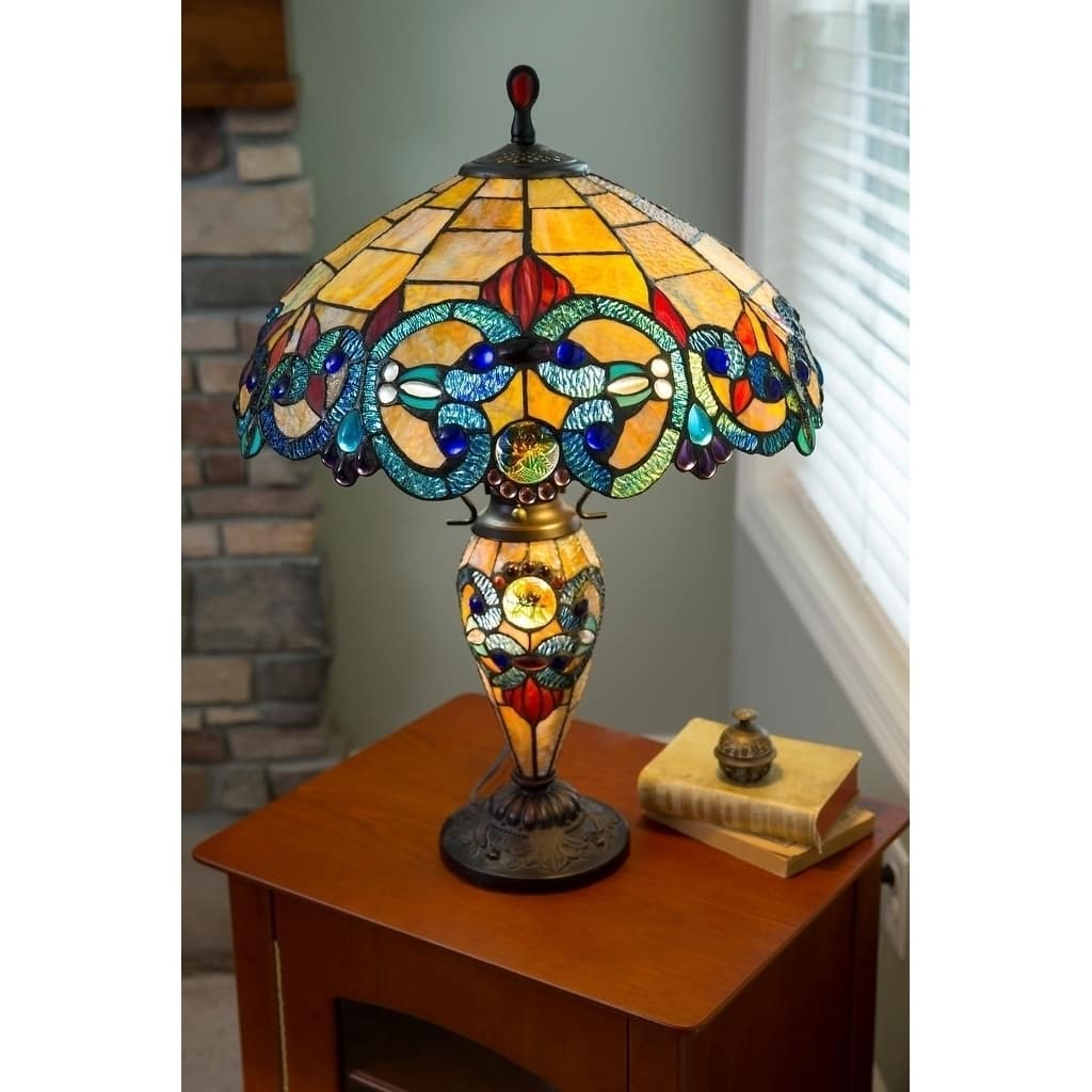 Copper Grove Glenbow 26-inch Tiffany-style Stained Glass Victorian Double-lit Table Lamp