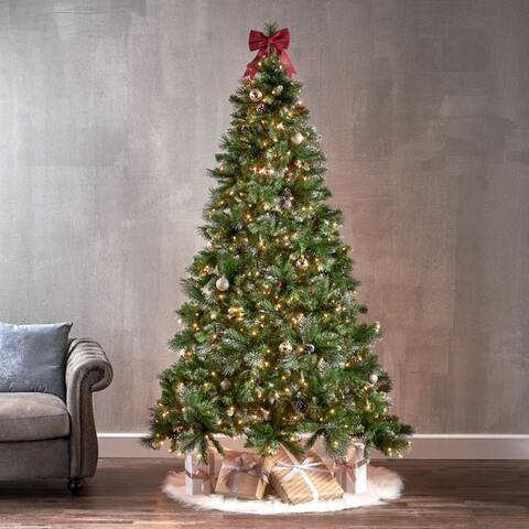 7.5-ft Spruce Pre-Lit or Unlit Artificial Christmas Tree with Glitter Branches Red Berries Pinecones by Christopher Knight Home