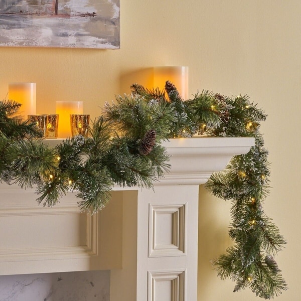 9 foot spruce clear led artificial christmas garland with snow glitter branches amp - Christmas Garland Sale 9 foot spruce clear led artificial christmas garland with snow glitter branches amp - Christmas Garland Sale