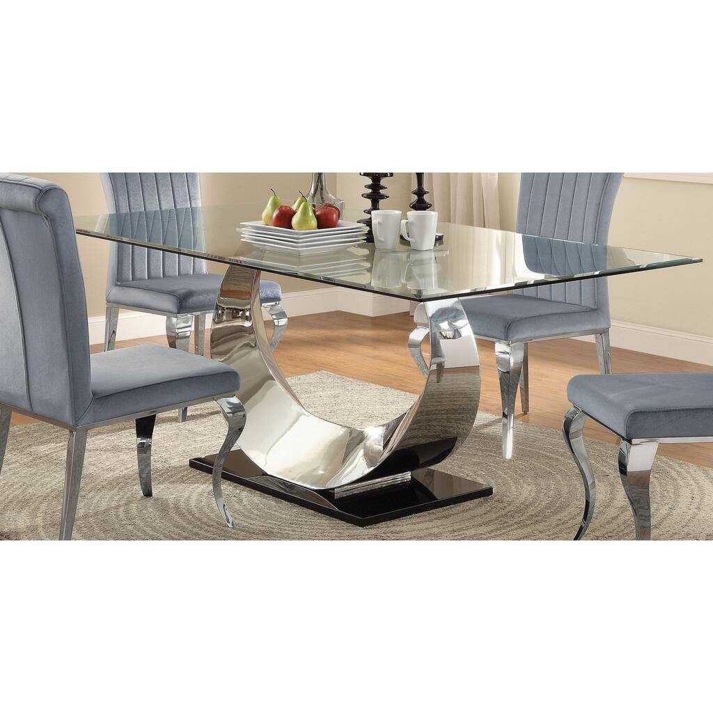 Modern Timeless Design Dining Table with Tempered Glass Top