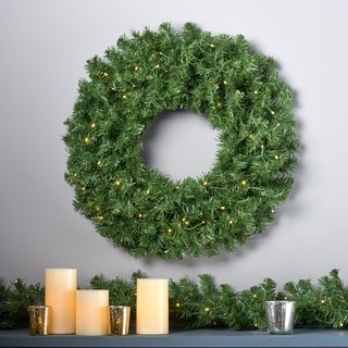 24 Le Fir Christmas Wreath W 50 Warm White Led Lights 24 Le Fir Christmas Wreath W 50 Warm White Led Lights Battery Operated Timer Included By Christopher Knight Home Free Shipping Today
