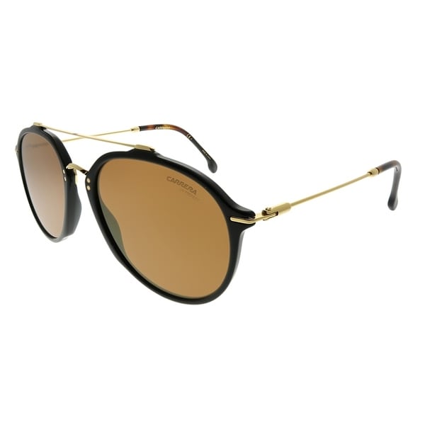 Shop Carrera Aviator Carrera 171/S 807 K1 Unisex Black Gold Frame Gold Mirror Lens Sunglasses