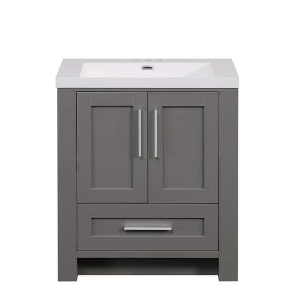 Belvedere Grey 30-inch Bathroom Vanity with Marble Top - Bed Bath