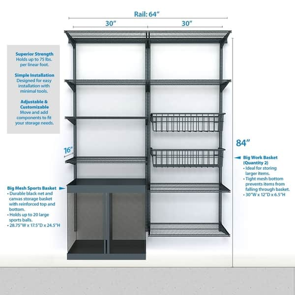 Shop Organized Living Freedomrail 60 Inch Garage Sports Station