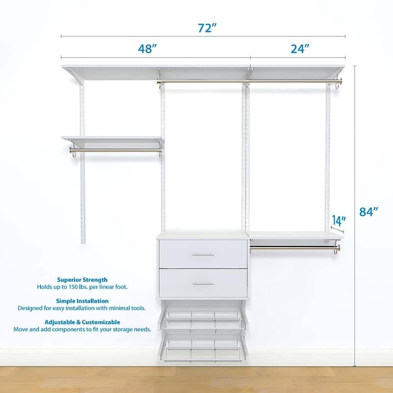freedomRail Ultimate Adjustable Closet Kit 72" - 76"