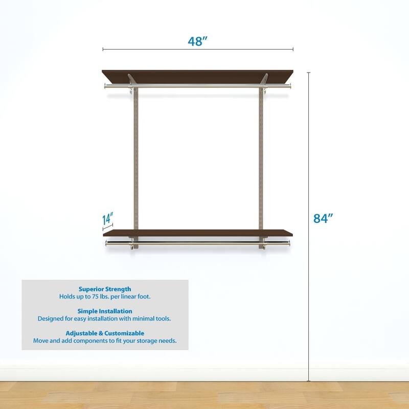 freedomRail Basic Adjustable Closet Kit 48" - 52"