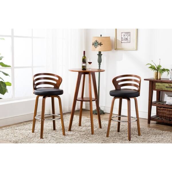 slide 2 of 6, Porthos Home Cora Swivel Bar Stool - Beech Wood Legs & PU Leather Upholstery