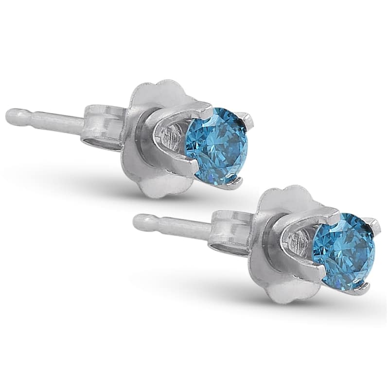 Pompeii3 14k White Gold 1/3ct Blue Diamond Studs