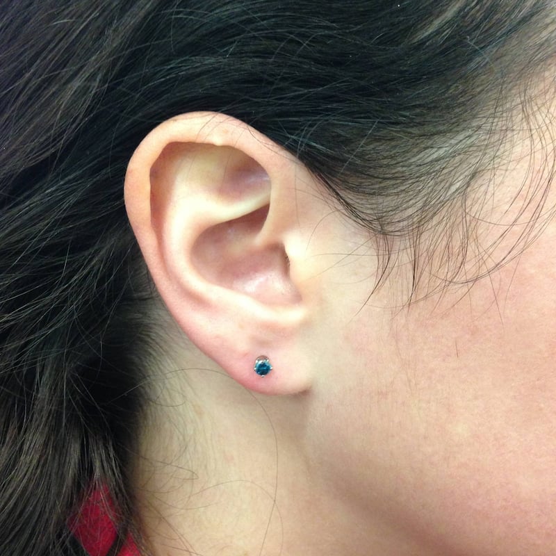 Pompeii3 14k White Gold 1/3ct Blue Diamond Studs