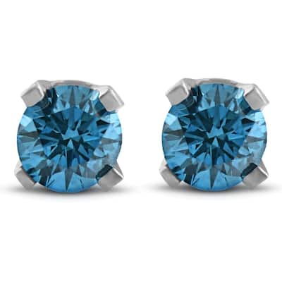 Pompeii3 14k White Gold 1/3ct Blue Diamond Studs