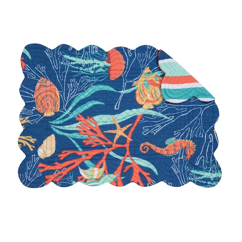 Ridley Island Tropical/Coastal Cotton Quilted Placemat Set of 6