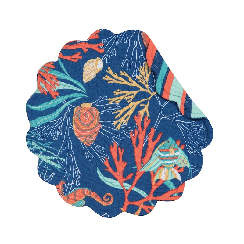 Ridley Island Tropical/Coastal Cotton Quilted Placemat Set of 6