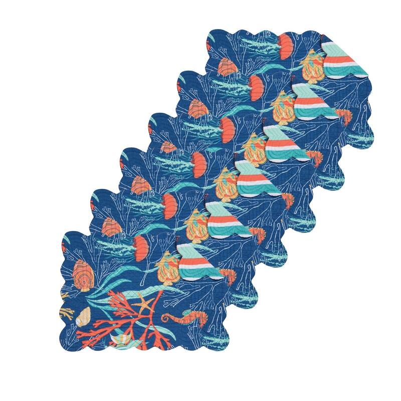 Ridley Island Tropical/Coastal Cotton Quilted Placemat Set of 6