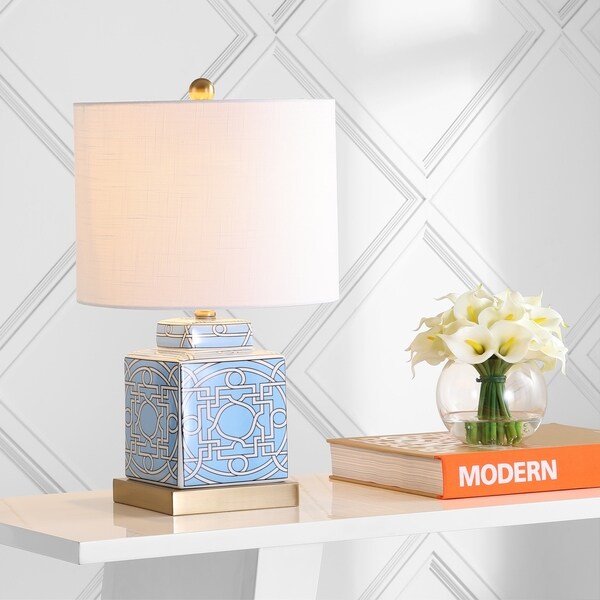 Catherine 22 Ceramic Metal Ginger Jar Led Table Lamp Blue Catherine 22 Ceramic Metal Ginger Jar Led Table Lamp Blue White By