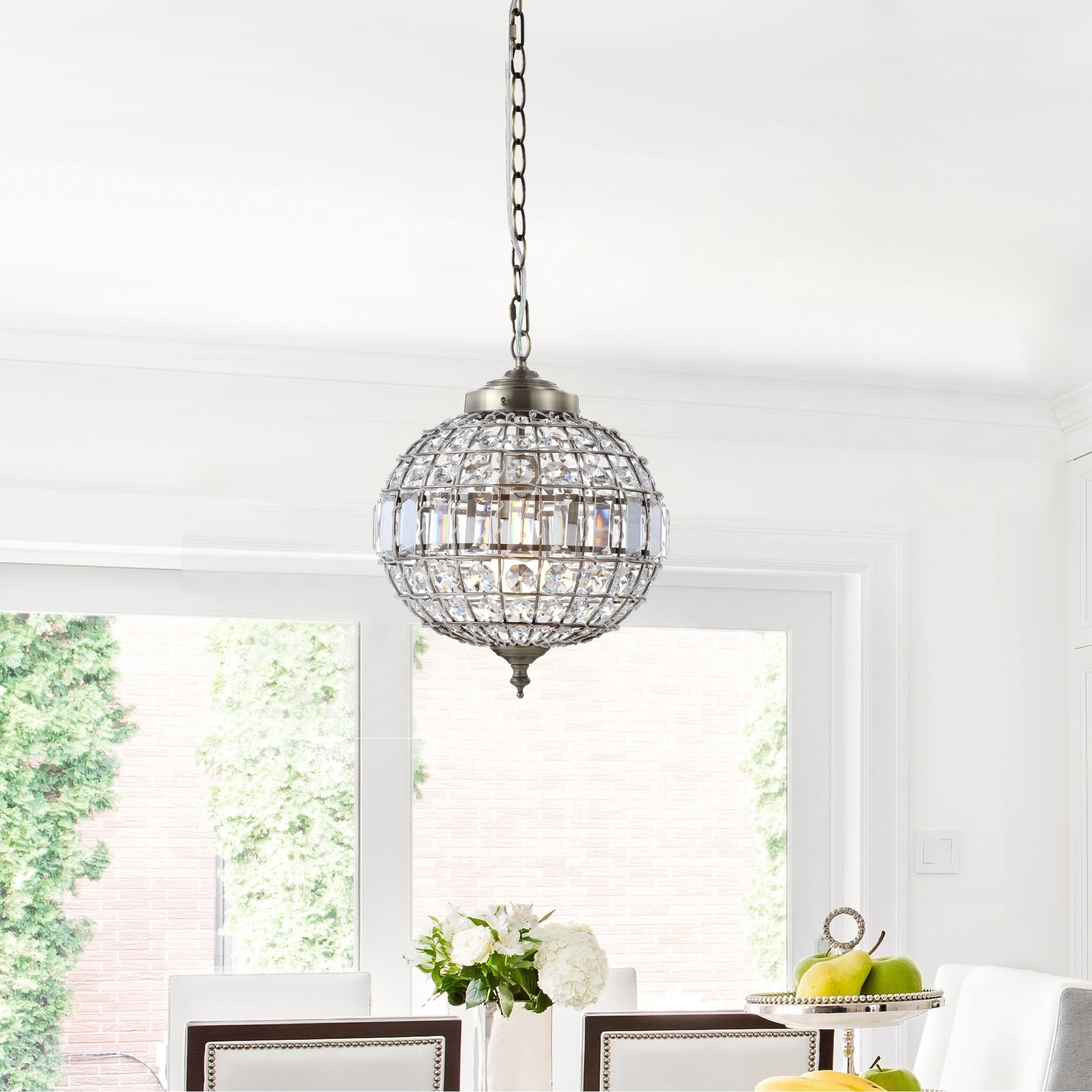 Georgina 12" Crystal/Metal LED Chandelier Pendant, Antique Brass by JONATHAN  Y - Chandeliers For Bedrooms by Overstock.com