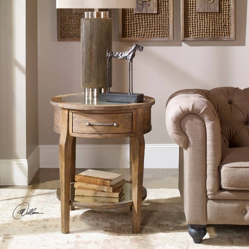 Uttermost Raelynn Weathered Pecan Wood Lamp Table