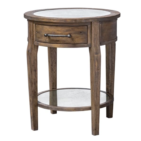 slide 2 of 5, Uttermost Raelynn Weathered Pecan Wood Lamp Table