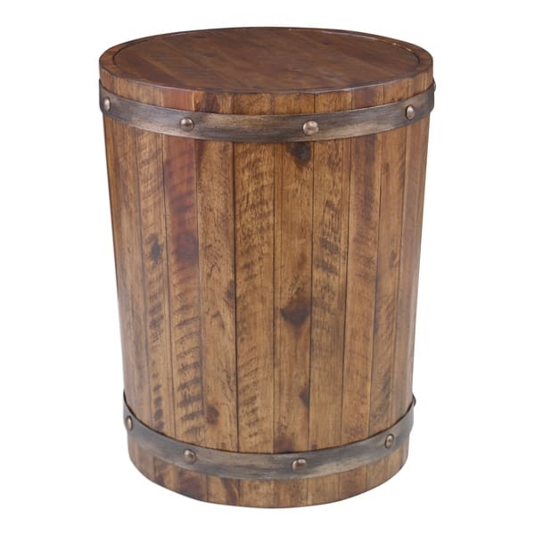 slide 2 of 3, Uttermost Ceylon Wine Barrel Accent Table