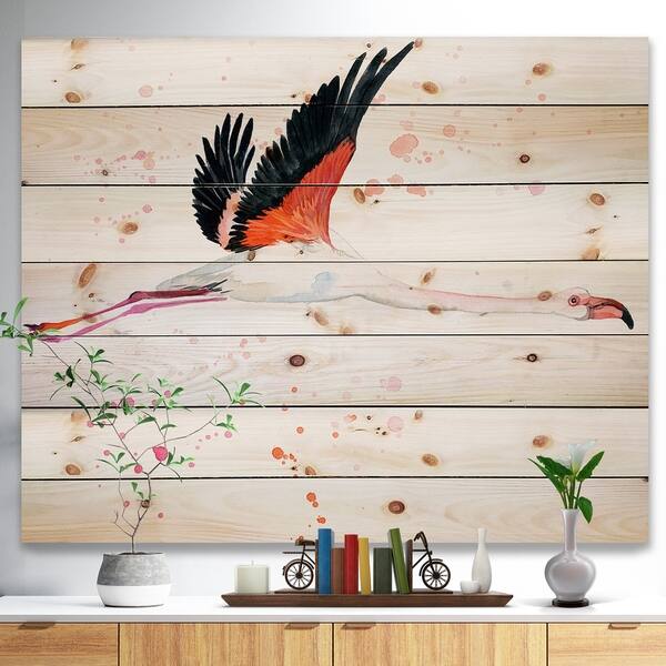 Shop Designart Watercolor Pink Flamingo Animals Painting Print