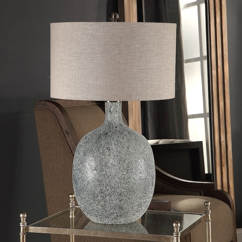 Uttermost Oceaonna Textured Aged White Glass Table Lamp