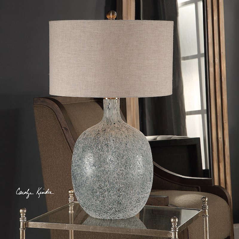 Uttermost Oceaonna Textured Aged White Glass Table Lamp