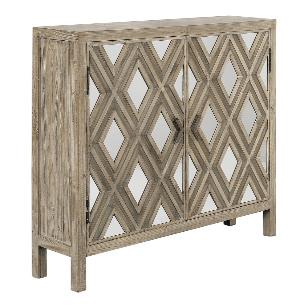 Uttermost  Tahira Ivory and Chestnut Grey Mirrored Accent Cabinet
